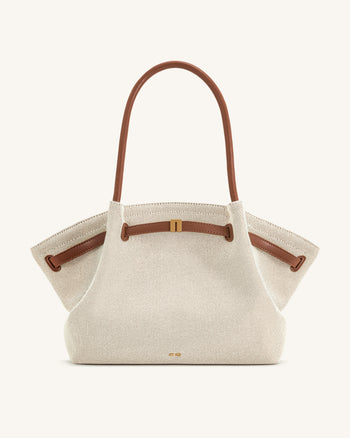 Hana Large Tote Bag - Brown Canvas