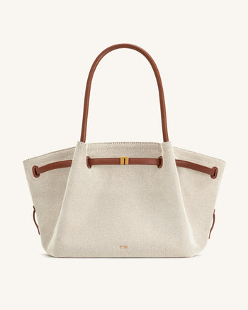 Hana Large Tote Bag - Brown Canvas