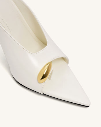Noemi Pointed-Toe Mule Heels - White