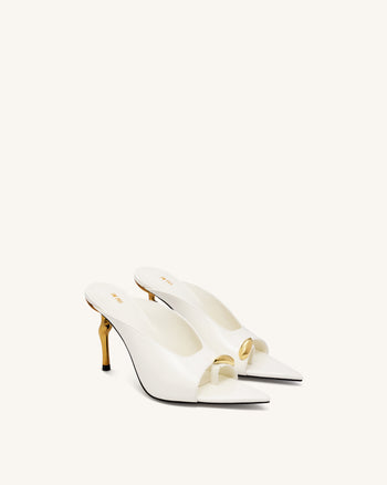 Noemi Pointed-Toe Mule Heels - White