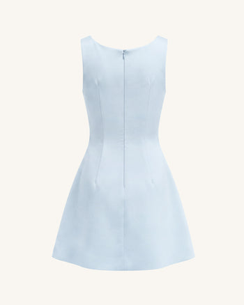 Lily Floral Print Sleeveless A-Line Mini Dress - Light Blue