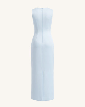 Lily Floral Print Sleeveless Column Maxi Dress - Light Blue