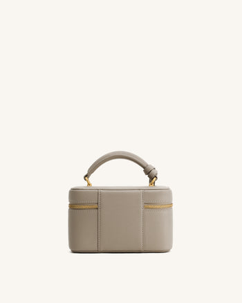 Cleo Box Shape Top Handle Bag - Taupe
