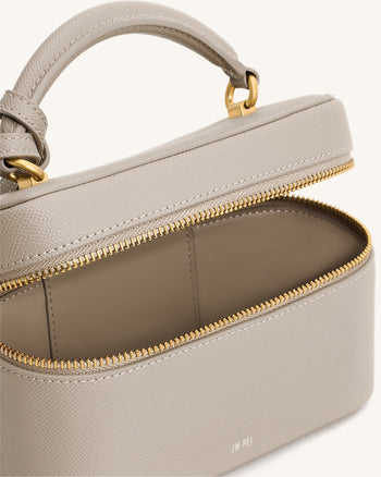 Cleo Box Shape Top Handle Bag - Taupe