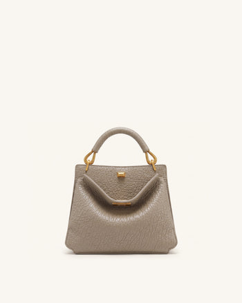 Lucia Elephant-Effect Top Handle Bag - Stone Gray