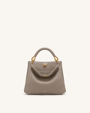 Lucia Elephant-Effect Top Handle Bag - Stone Gray