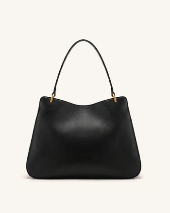 Lucia Turn-Lock Shoulder Bag - Black