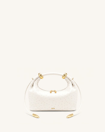 Ellie Metal Ring Embellished Top Handle Bag - Off White