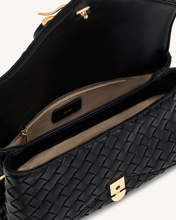 Celeste Woven Envelope Bag - Black