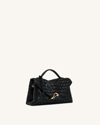 Celeste Woven Envelope Bag - Black