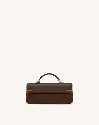 Cleo Faux Suede Vanity Bag - Dark Brown