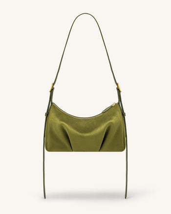 Loriette Faux Suede Crossbody Bag - Olive Green