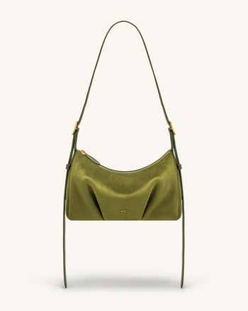 Loriette Faux Suede Crossbody Bag - Olive Green
