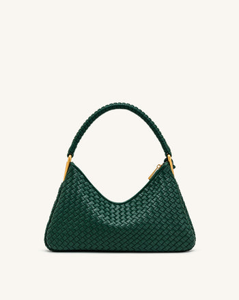 Lorena Woven Shoulder Bag - Emerald Green