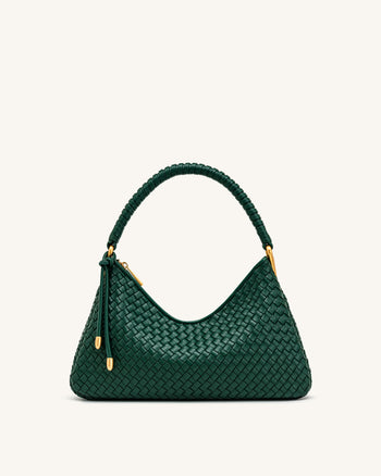 Lorena Woven Shoulder Bag - Emerald Green