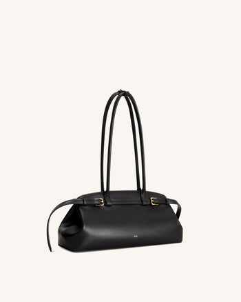 Arden Belt Detail East-West Shoulder Bag - Black