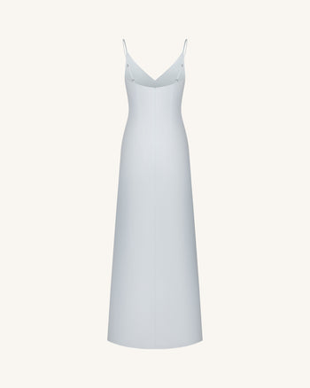 Iris Motif Satin Slip Gown - Light Blue
