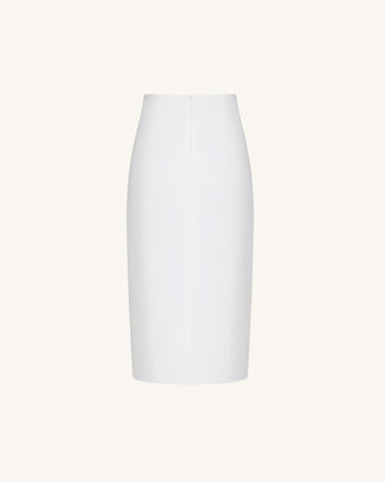 Iris Print High-Waisted Pencil Midi Skirt - White/Purple