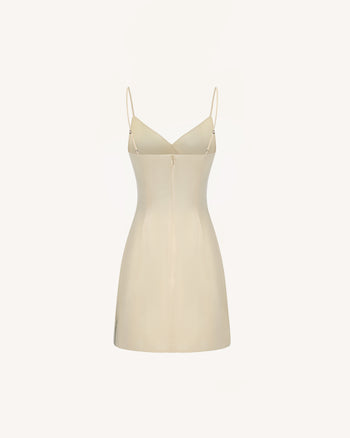 Iris Print Satin Slip Mini Dress - Soft Yellow