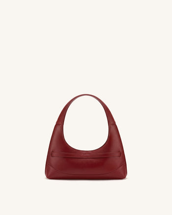 Noelle Belted Shoulder Bag - Deep Burgundy