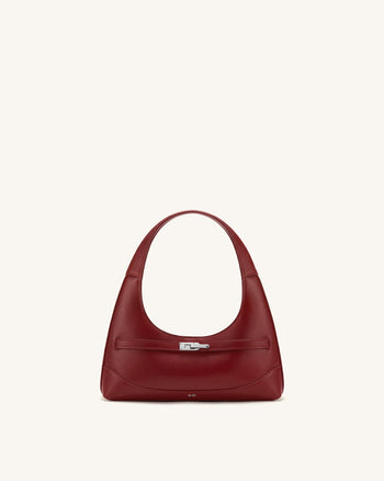 Noelle Belted Shoulder Bag - Deep Burgundy