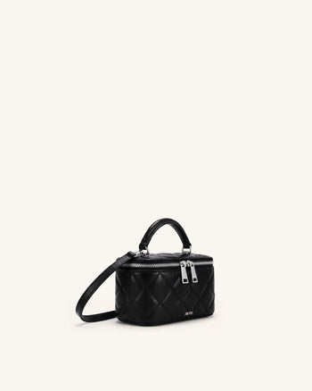 Virella Quilted Vanity Top Handle Bag - Black