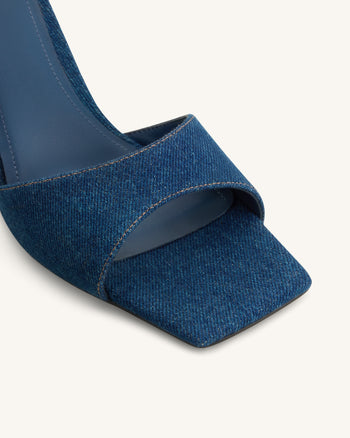 Hannah Denim Mule Heels - Denim Blue