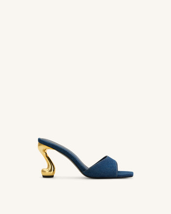 Hannah Denim Mule Heels - Denim Blue