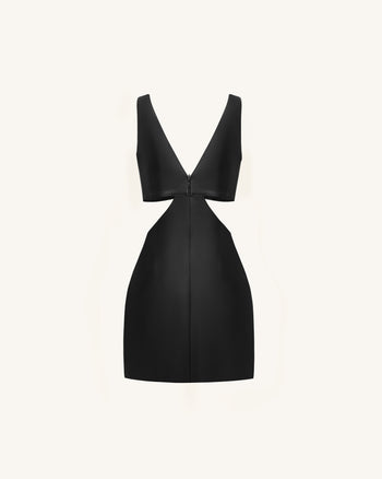 Iris Floral Cutout Bodycon Leather Mini Dress - Black