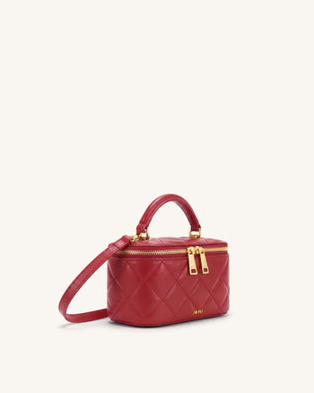 Virella Quilted Vanity Top Handle Bag - Cherry Red