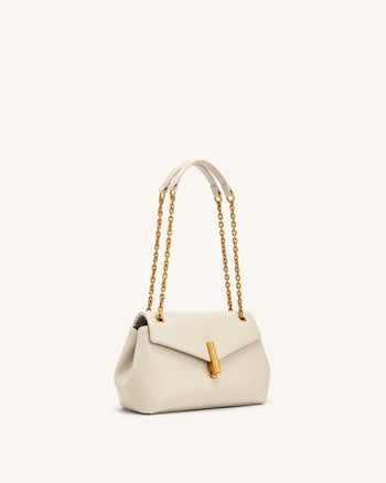 Valerie Chain Flap Shoulder Bag - Cream White