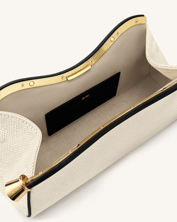 Naomi Curved Shoulder Bag - Black Canvas