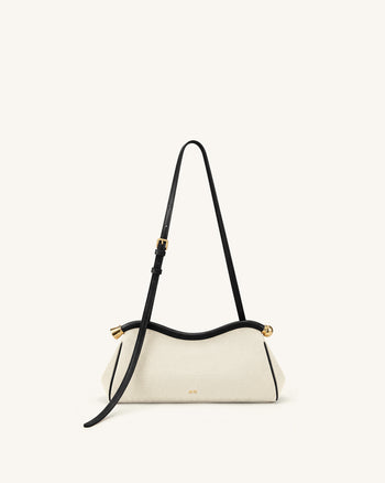 Naomi Curved Shoulder Bag - Black Canvas