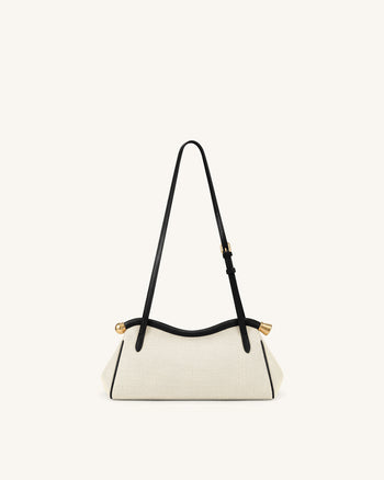 Naomi Curved Shoulder Bag - Black Canvas