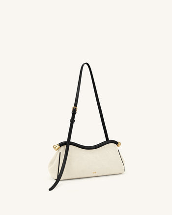 Naomi Curved Shoulder Bag - Black Canvas