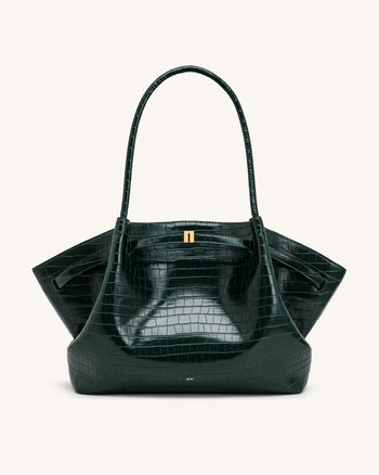 Hana Large Tote Bag - Green Croc