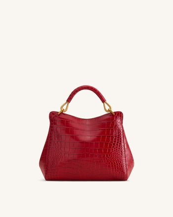 Lucia Classic Top Handle Bag - Burgundy Croc