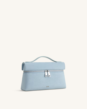 Thea Faux Suede Top Handle Bag - Light Blue