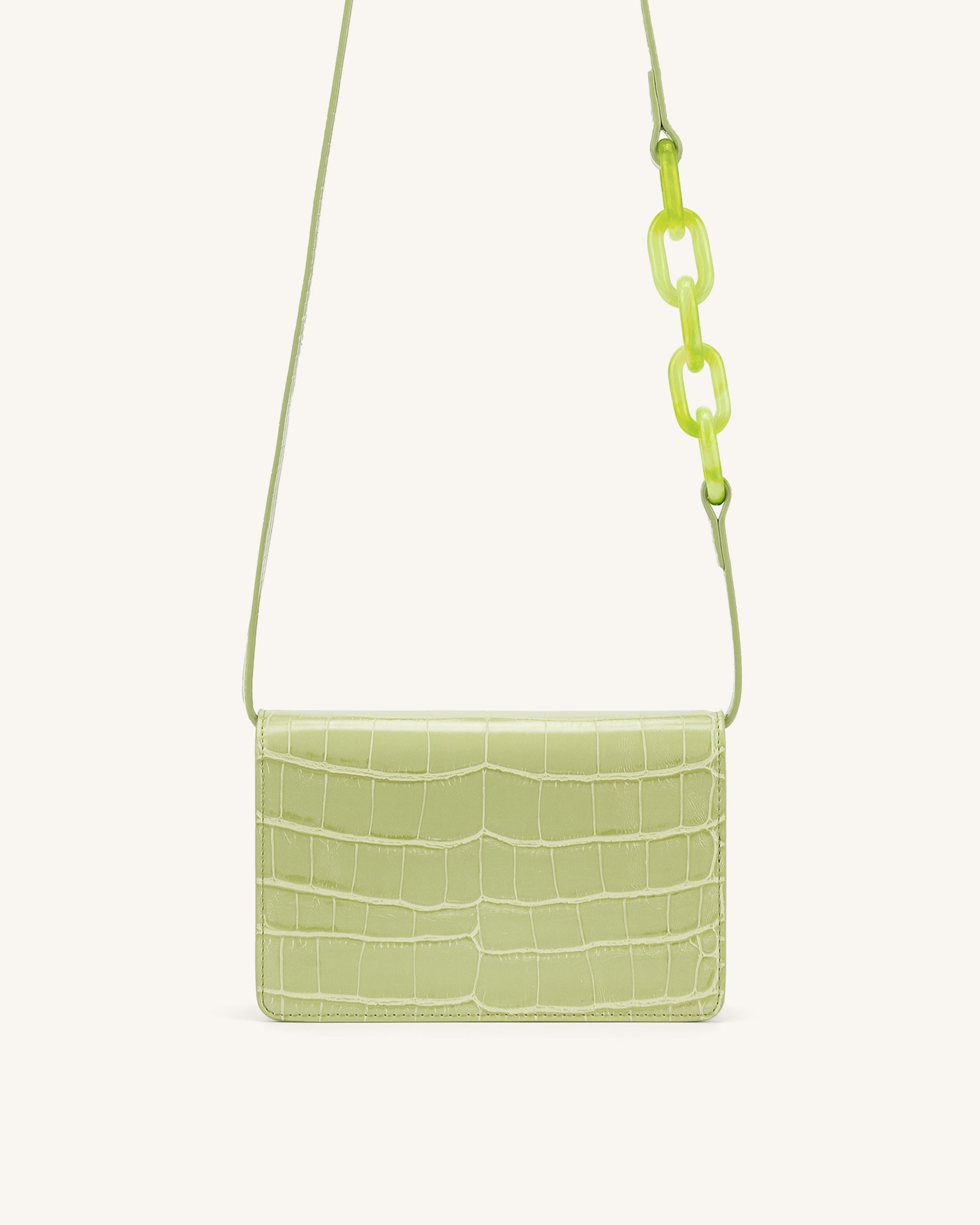 Jw Pei Mini Flap Bag in Sage Green Croc