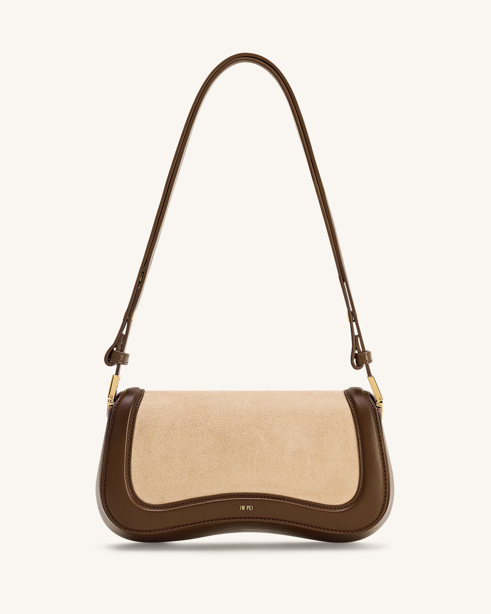Joy Faux Suede Shoulder Bag - Khaki Brown - JW PEI UK