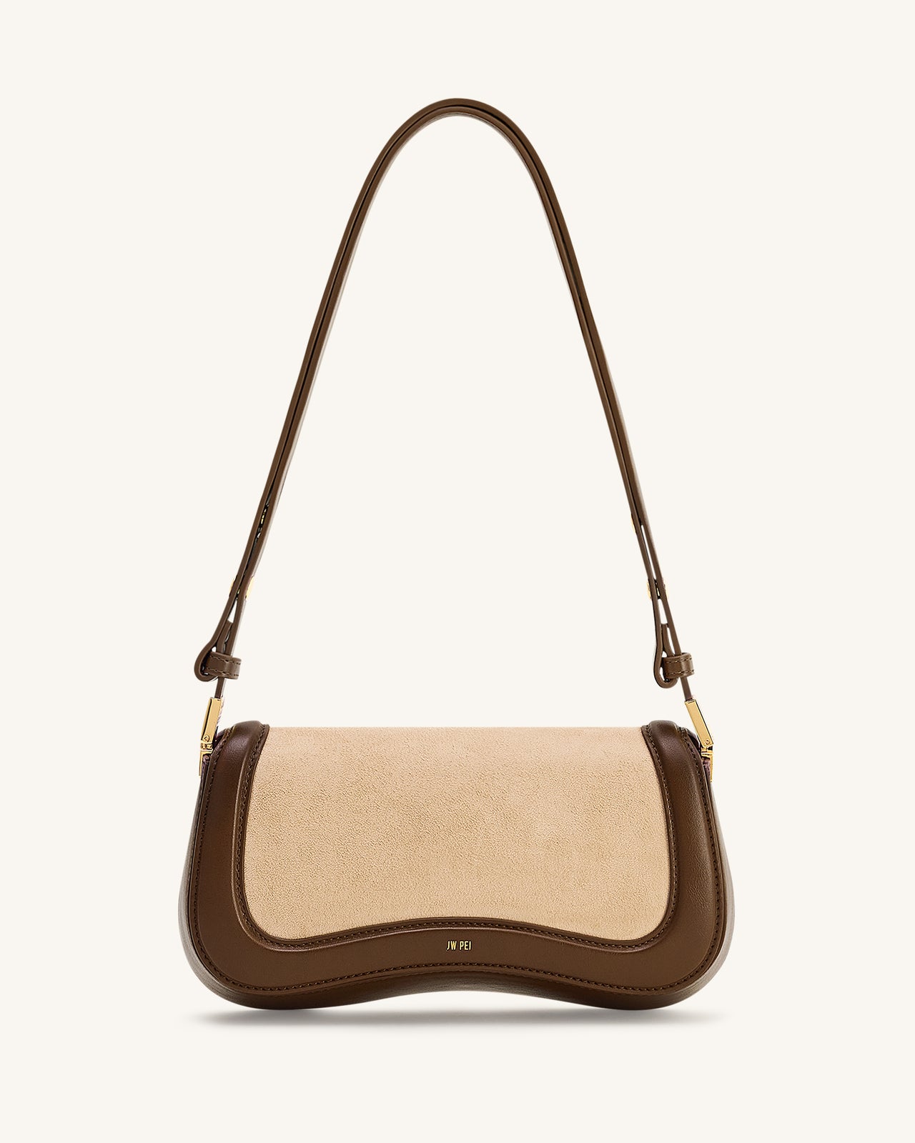 Joy Faux Suede Shoulder Bag - Khaki Brown