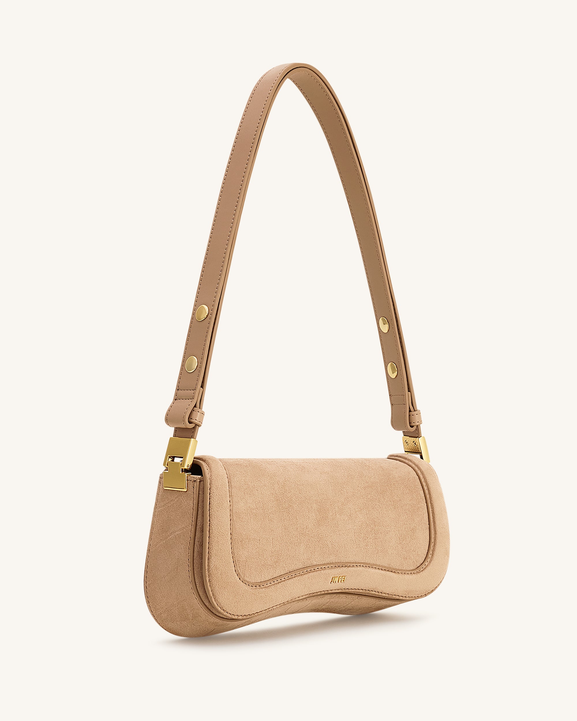 Joy Croc-Embossed Faux Suede Shoulder Bag - Beige - JW PEI UK