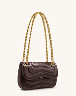 Tina Quilted Chain Crossbody - Deep Claret Brown