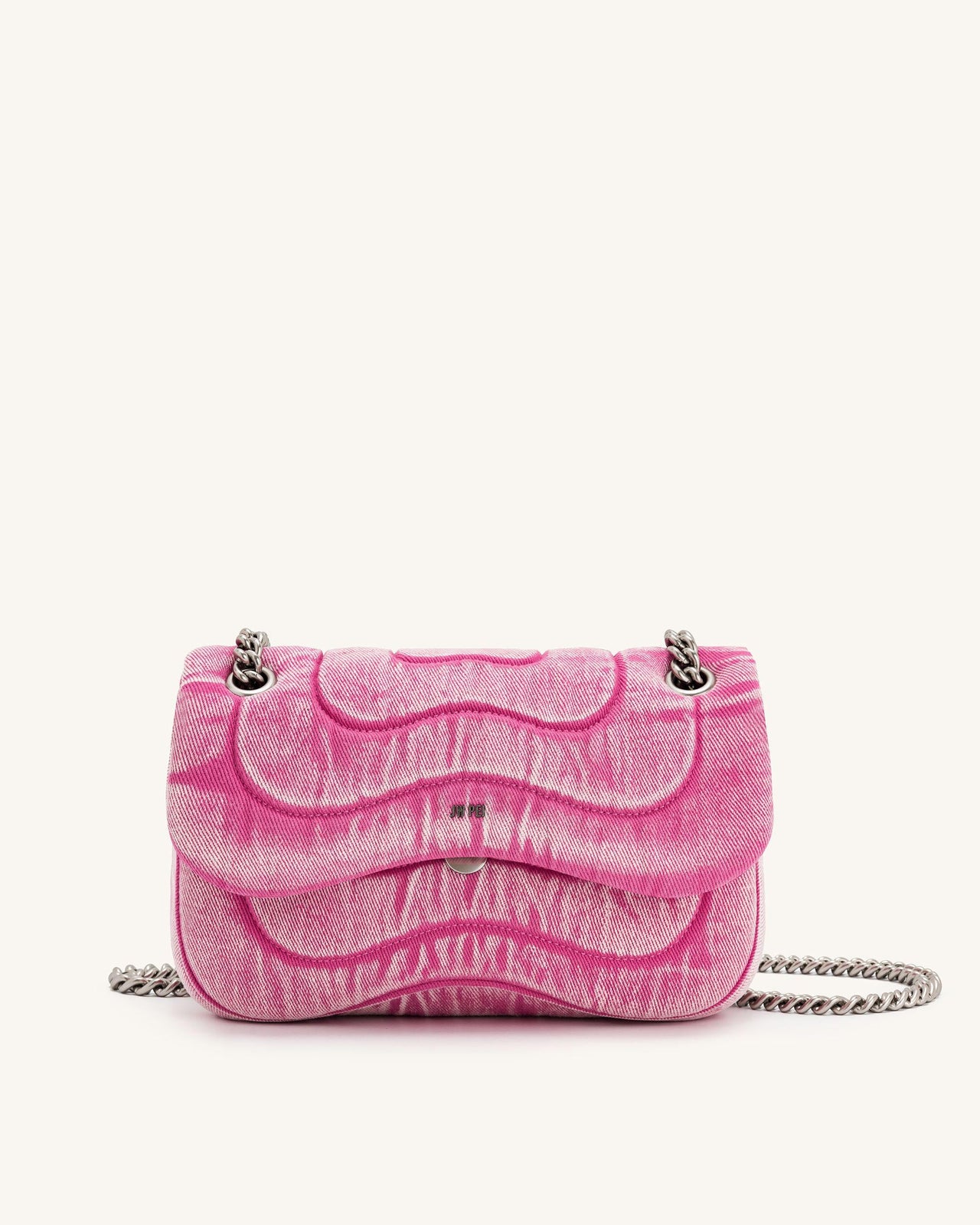 Tina Denim Quilted Chain Crossbody - Pink