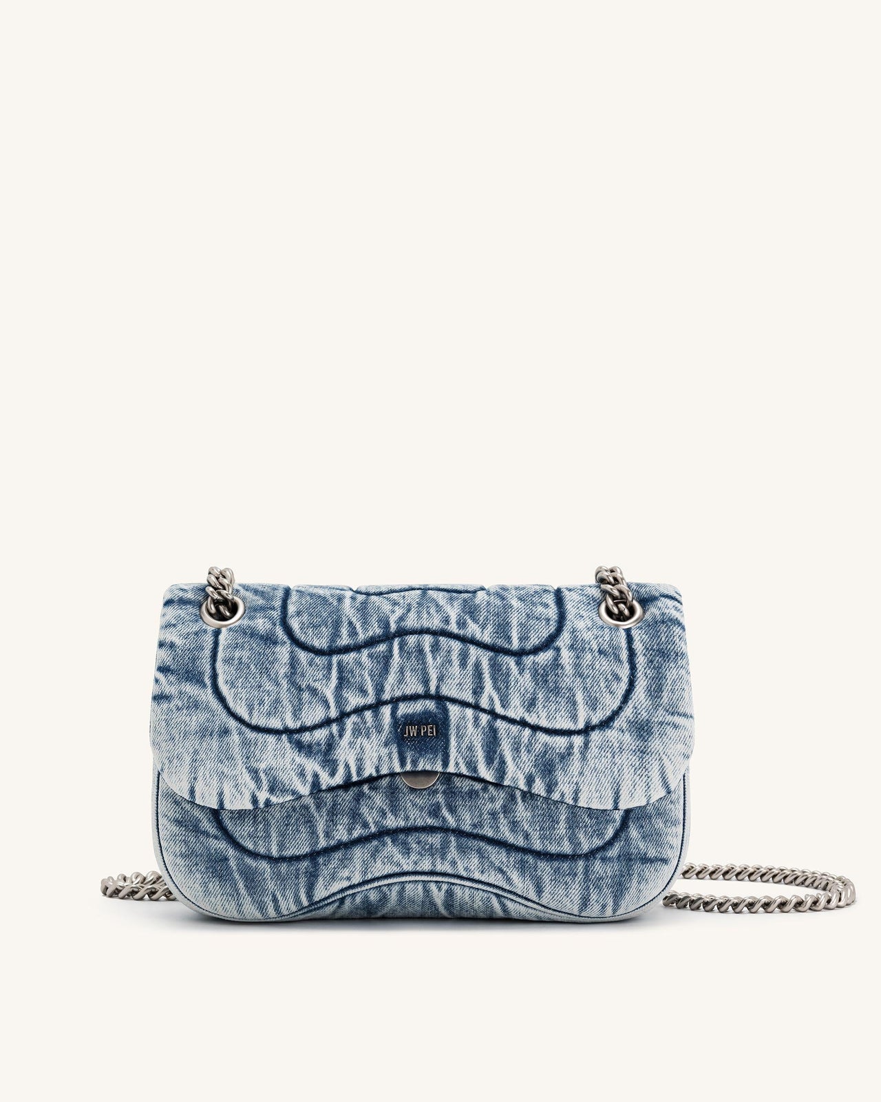 Tina Denim Quilted Chain Crossbody - Blue