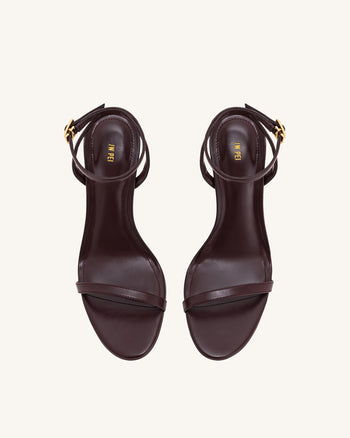 Alivia Gold Metal Heel Sandals - Claret Red
