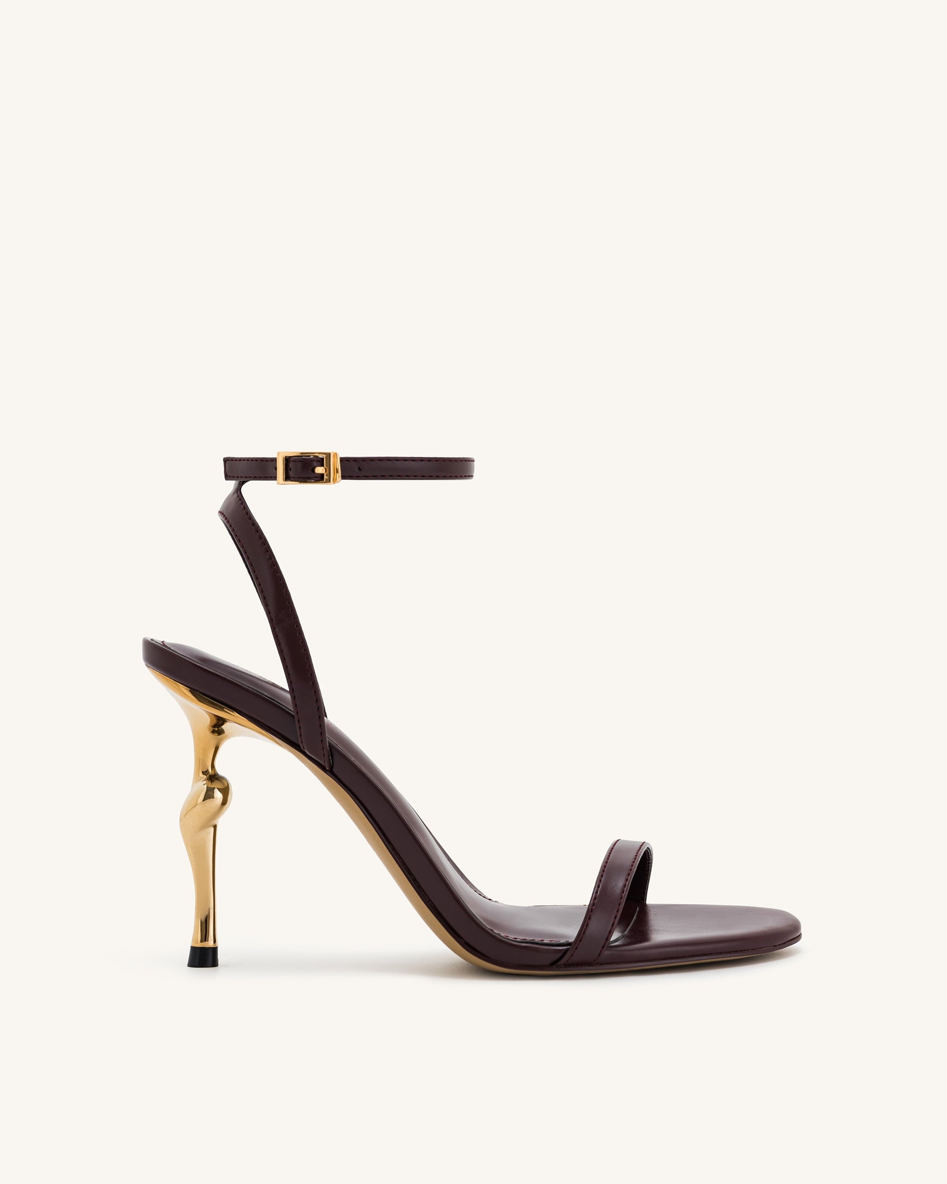 Alivia Gold Metal Heel Sandals Claret