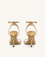 Alivia Gold Metal Heel Sandals - Khaki