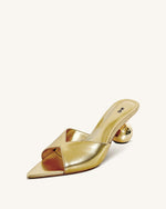 Ellie Sphere Heel Mules - Gold
