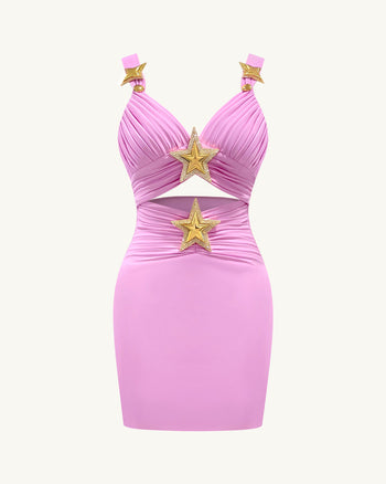 Mini Dress with Star Details - Pink